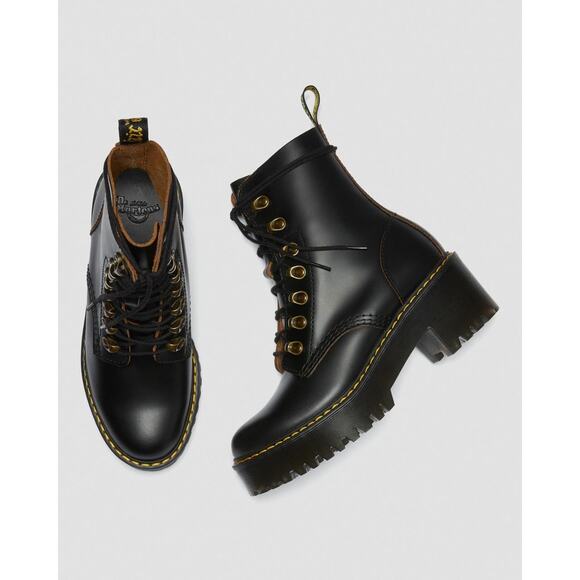 Dr. Martens Leona Vintage Smooth Leather Heeled Boots - 9 - Picture 4 of 8